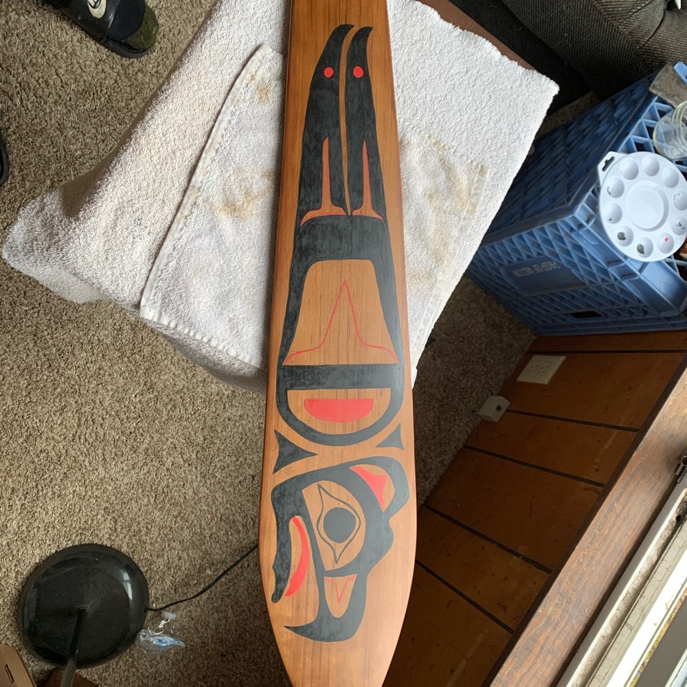 Hand carved & painted deader paddle